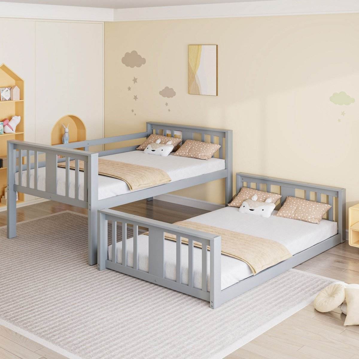 Twin Over Twin Pine Wood Bunk Bed With Slide Ladder - Sleep Galleria