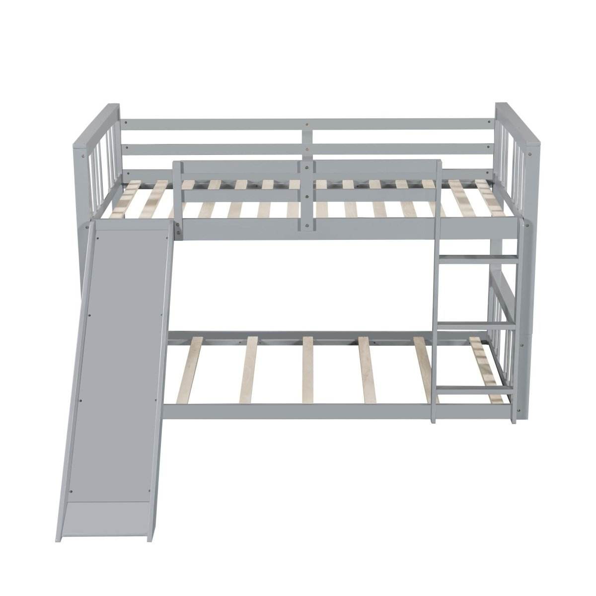 Twin Over Twin Pine Wood Bunk Bed With Slide Ladder - Sleep Galleria