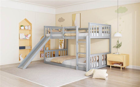 Twin Over Twin Pine Wood Bunk Bed With Slide Ladder - Sleep Galleria