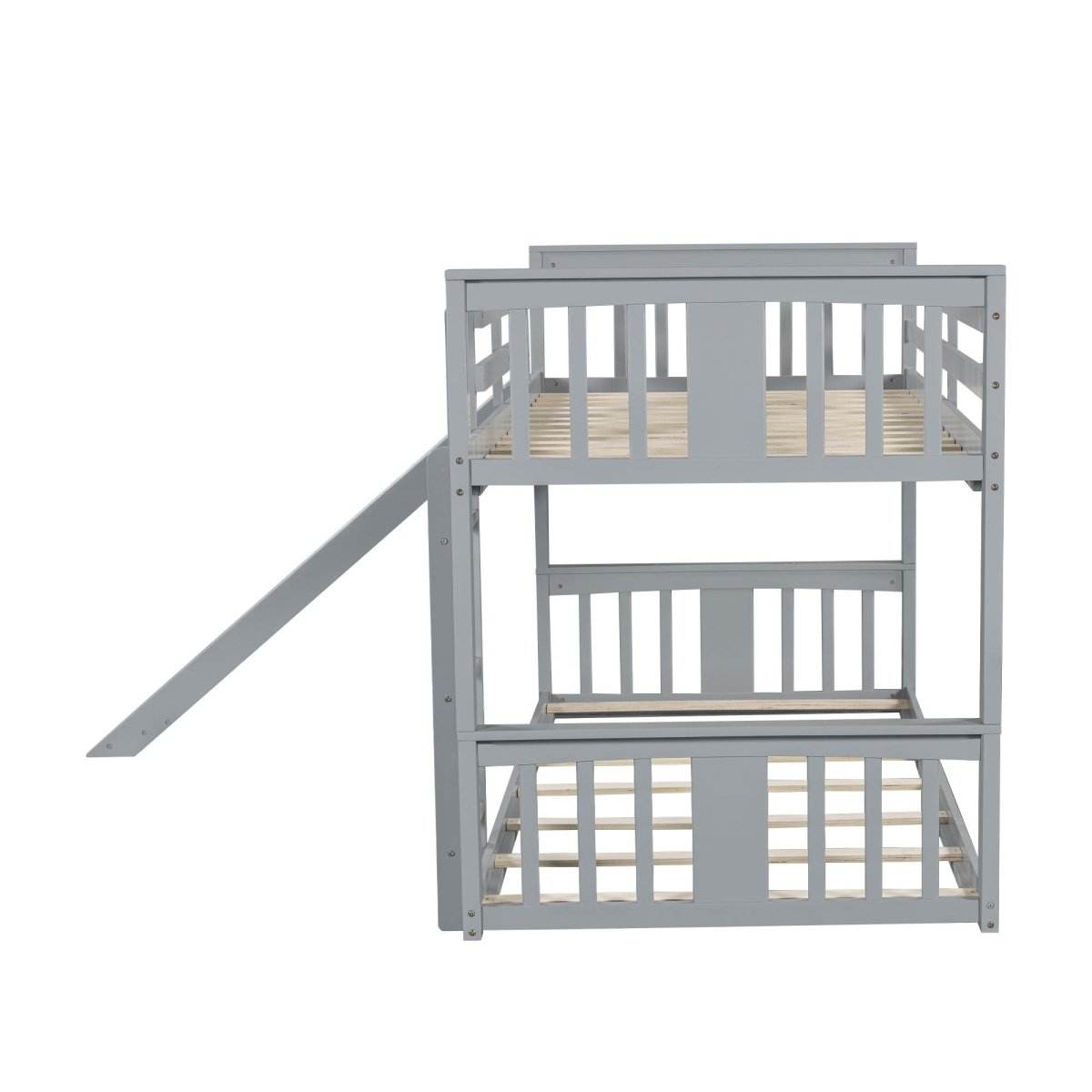 Twin Over Twin Pine Wood Bunk Bed With Slide Ladder - Sleep Galleria