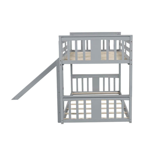 Twin Over Twin Pine Wood Bunk Bed With Slide Ladder - Sleep Galleria