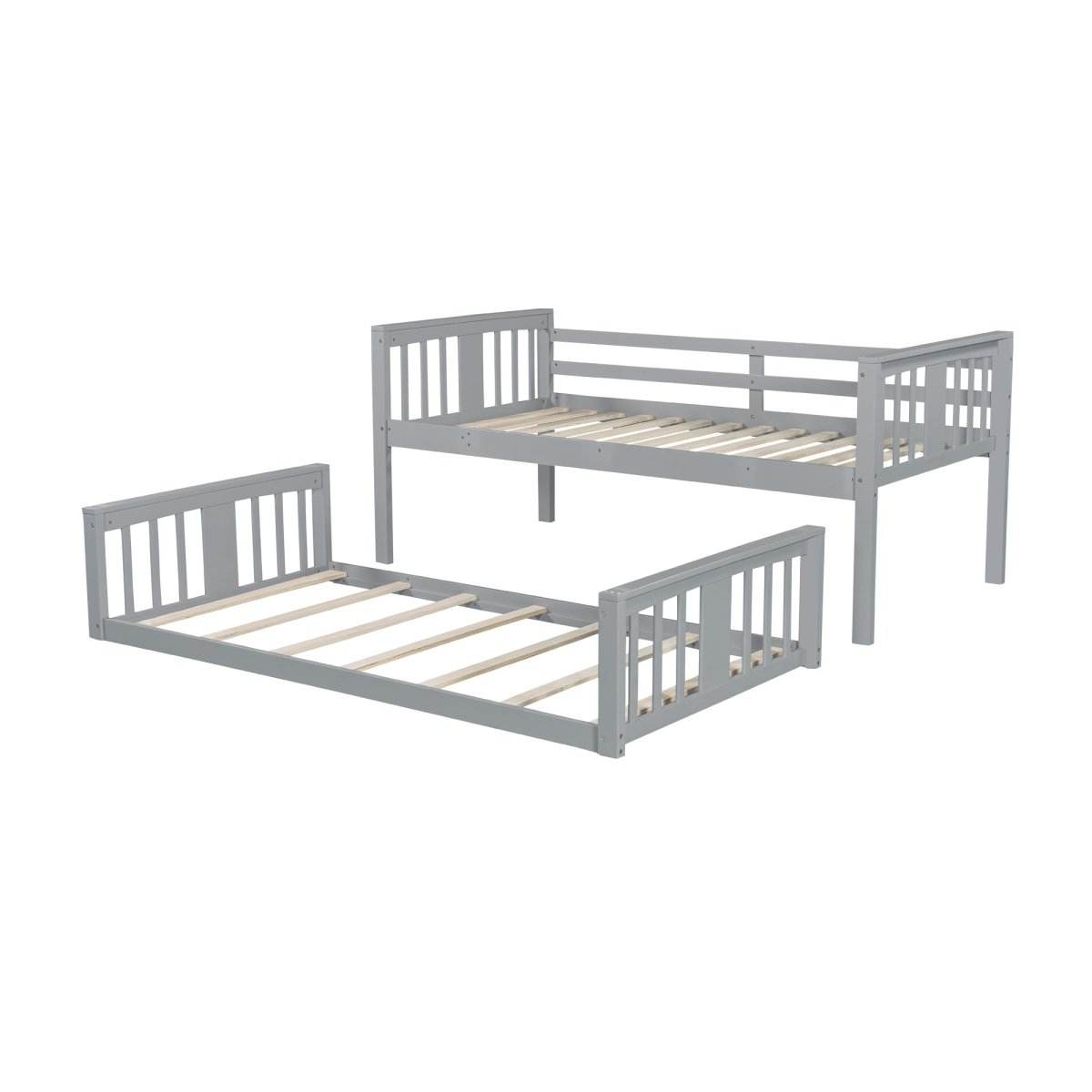 Twin Over Twin Pine Wood Bunk Bed With Slide Ladder - Sleep Galleria