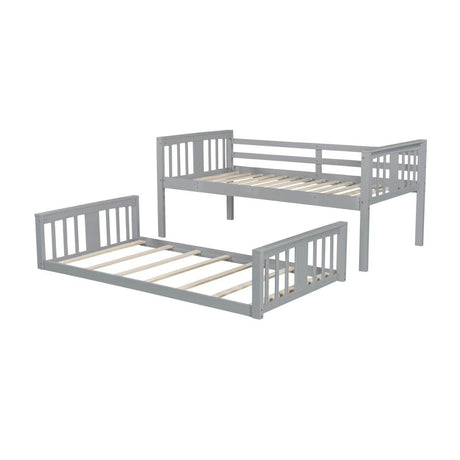 Twin Over Twin Pine Wood Bunk Bed With Slide Ladder - Sleep Galleria