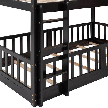 Twin Over Twin Solid Wood Bunk Bed With Slide Ladder - Sleep Galleria
