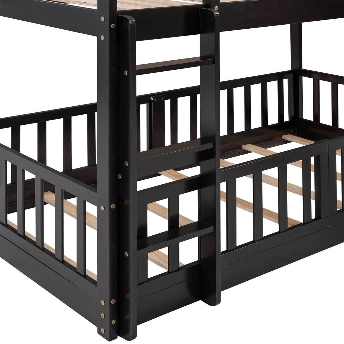 Twin Over Twin Solid Wood Bunk Bed With Slide Ladder - Sleep Galleria