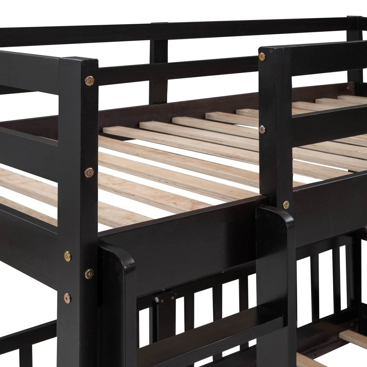 Twin Over Twin Solid Wood Bunk Bed With Slide Ladder - Sleep Galleria