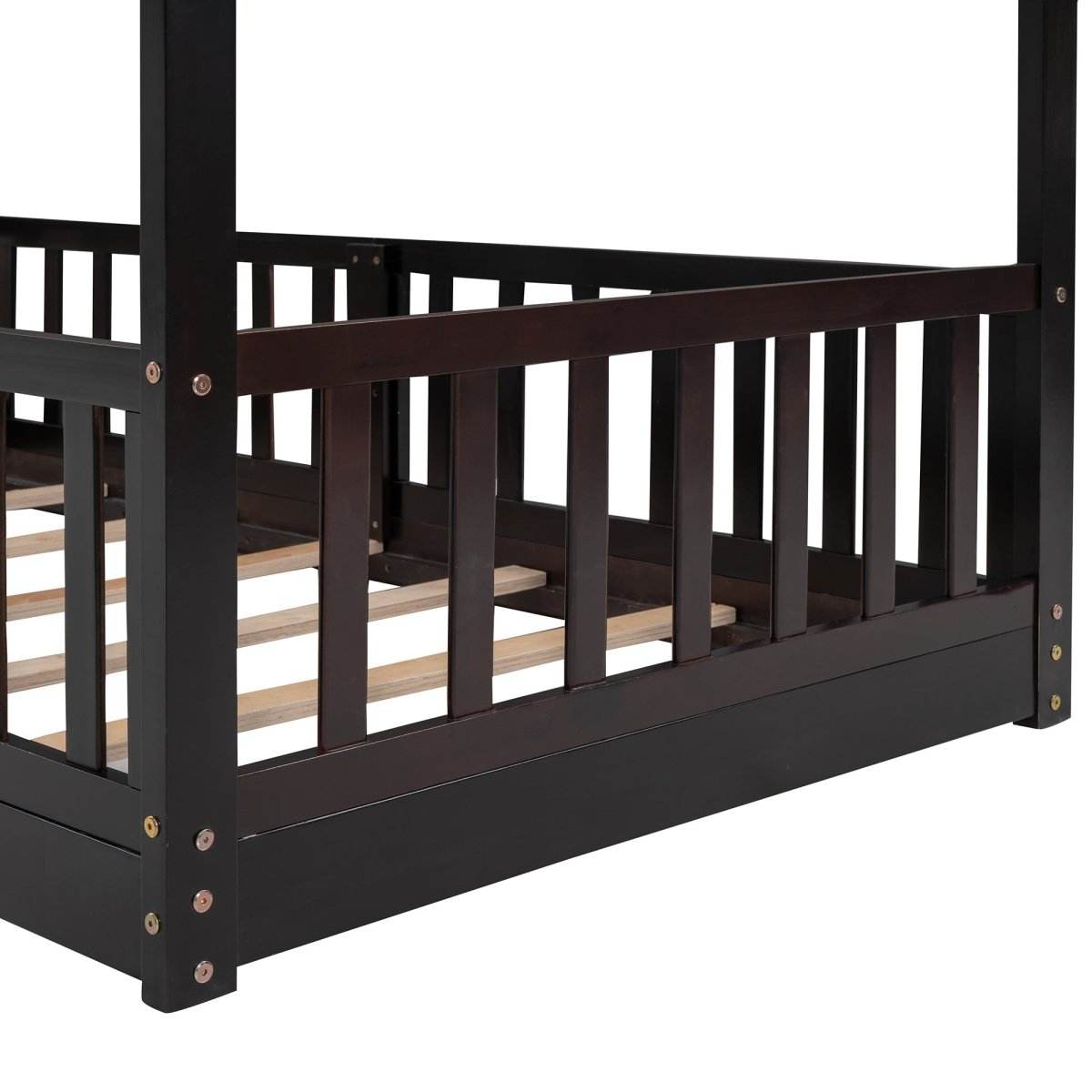 Twin Over Twin Solid Wood Bunk Bed With Slide Ladder - Sleep Galleria