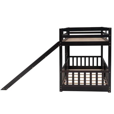 Twin Over Twin Solid Wood Bunk Bed With Slide Ladder - Sleep Galleria