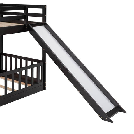Twin Over Twin Solid Wood Bunk Bed With Slide Ladder - Sleep Galleria