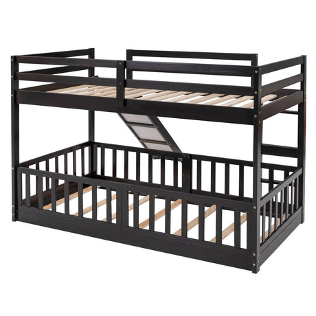 Twin Over Twin Solid Wood Bunk Bed With Slide Ladder - Sleep Galleria