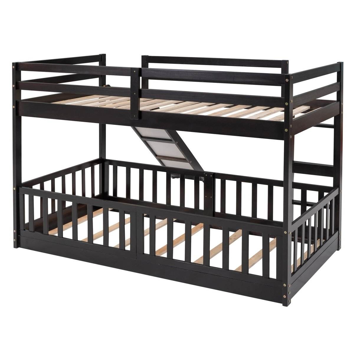 Twin Over Twin Solid Wood Bunk Bed With Slide Ladder - Sleep Galleria