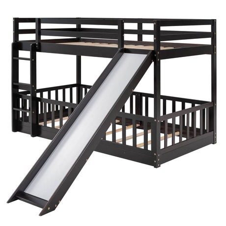 Twin Over Twin Solid Wood Bunk Bed With Slide Ladder - Sleep Galleria