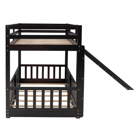 Twin Over Twin Solid Wood Bunk Bed With Slide Ladder - Sleep Galleria