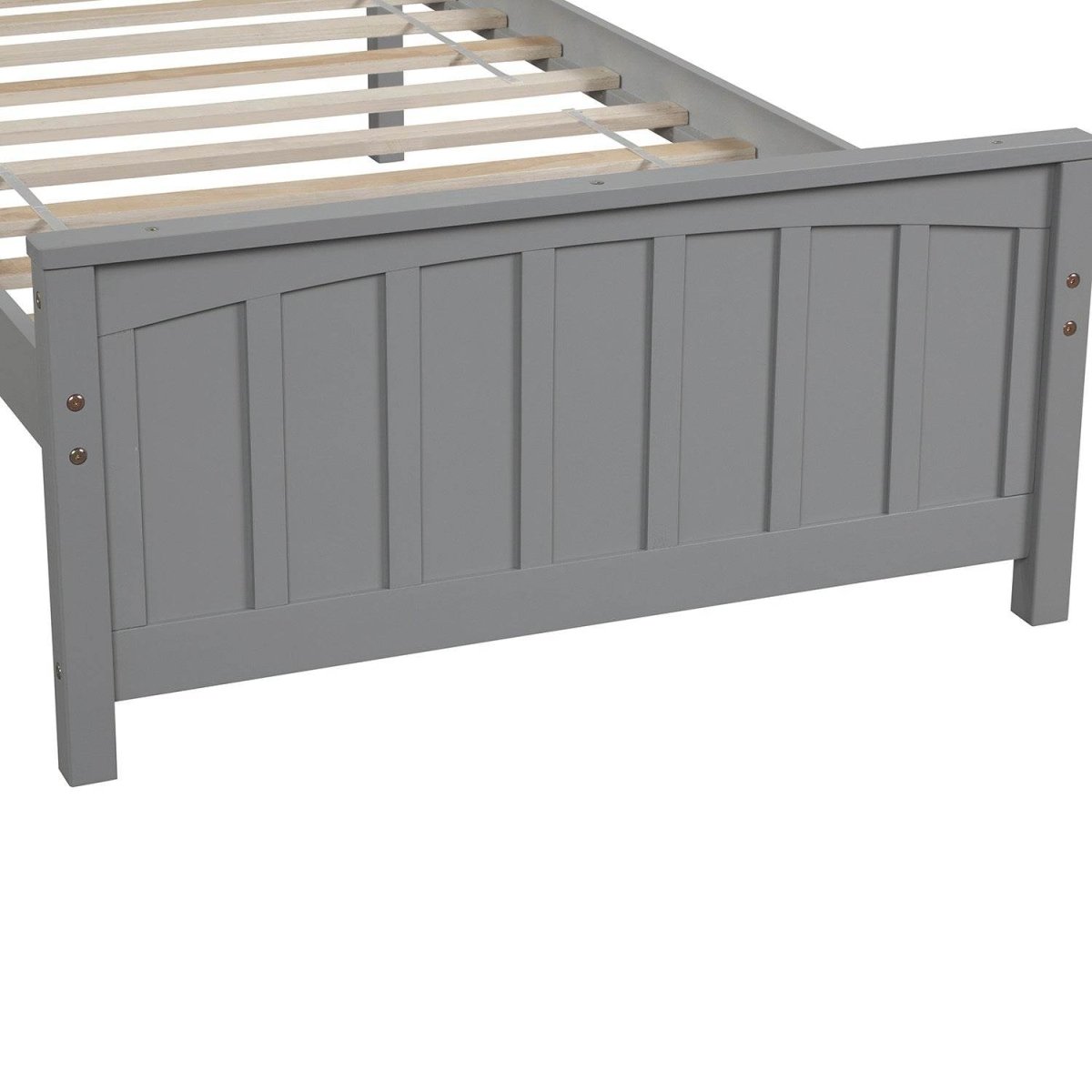 Twin Solid Wood Gray Platform Bed With Headboard And Footboard - Zenvia - Omega Lifestyles
