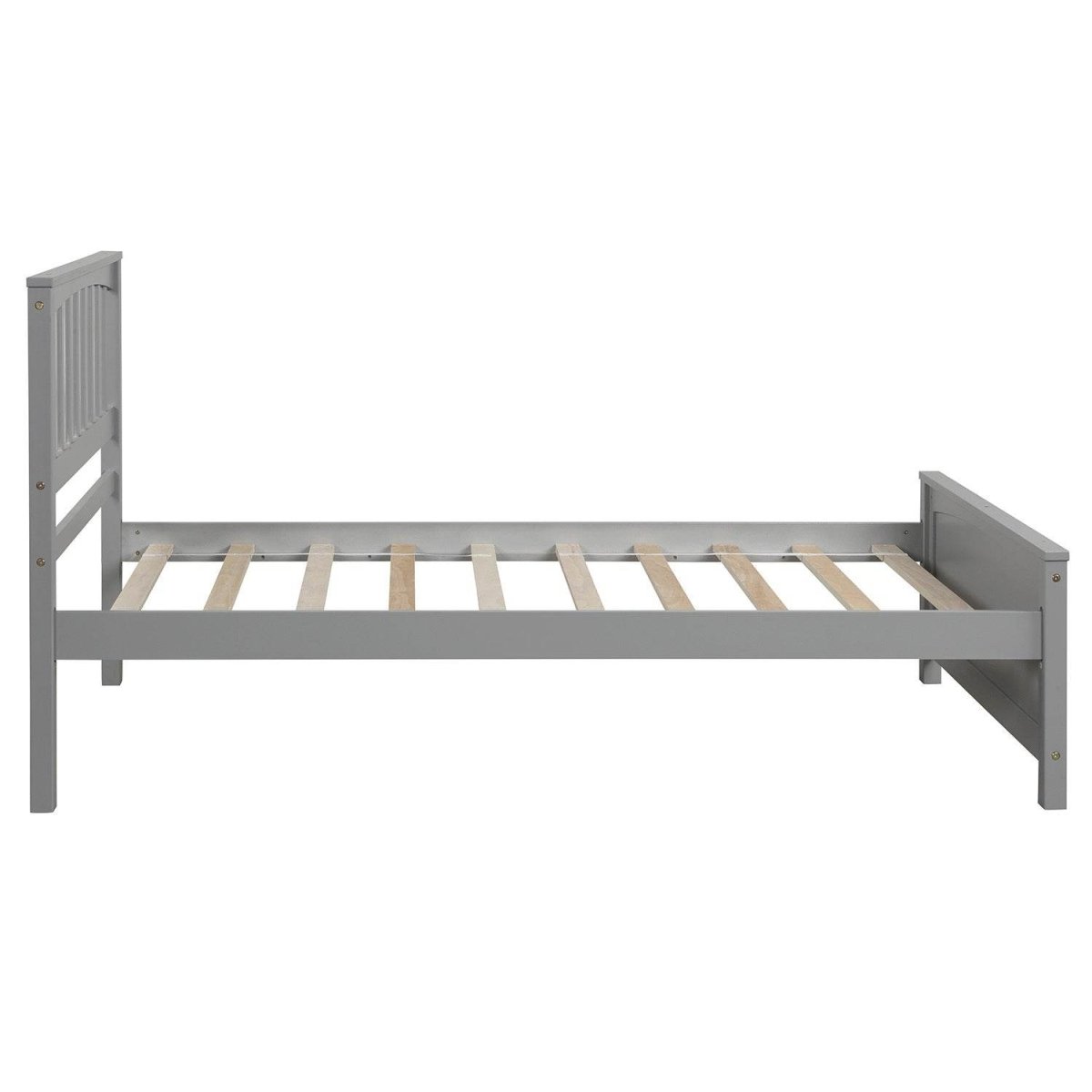 Twin Solid Wood Gray Platform Bed With Headboard And Footboard - Zenvia - Omega Lifestyles