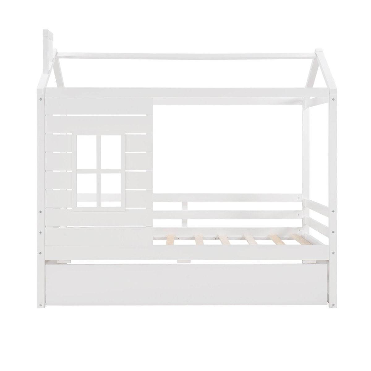 Twin Solid Wood House Bed With Trundle - Sleep Galleria