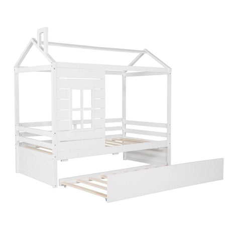 Twin Solid Wood House Bed With Trundle - Sleep Galleria
