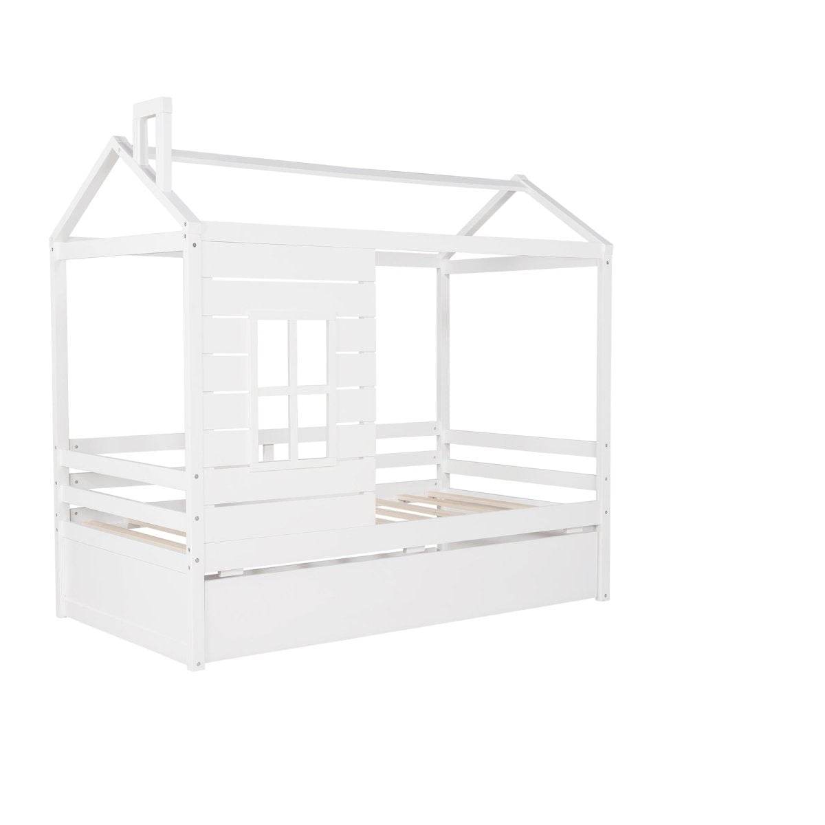 Twin Solid Wood House Bed With Trundle - Sleep Galleria