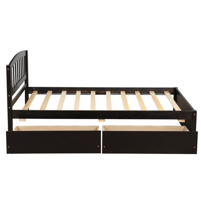 Twin Solid Wood Platform Bed Frame With Storage Drawers - Omega Lifestyles