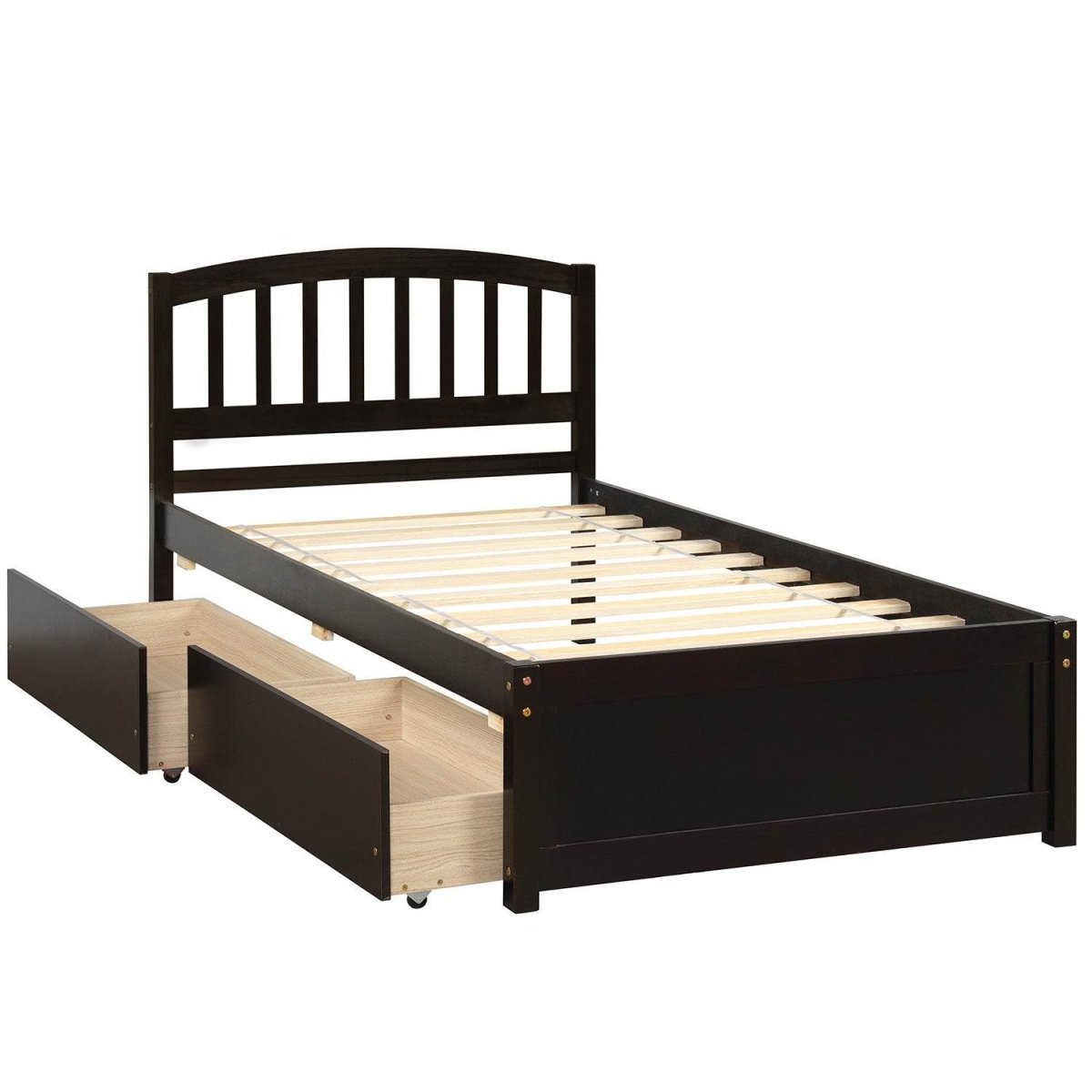 Twin Solid Wood Platform Bed Frame With Storage Drawers - Zenvia - Omega Lifestyles