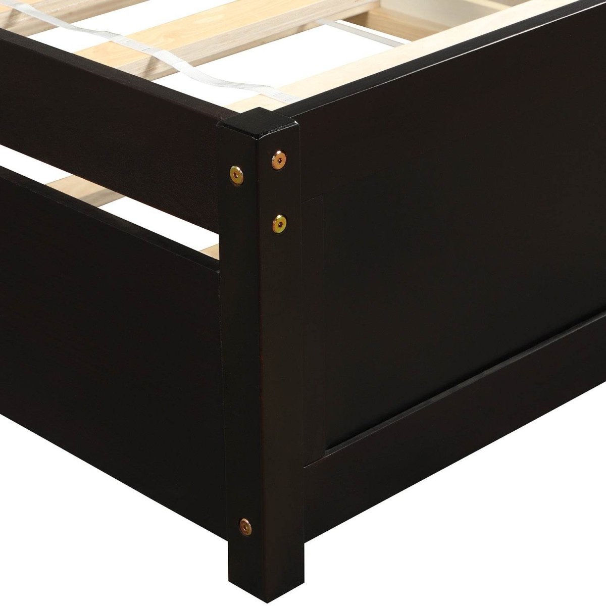 Twin Solid Wood Platform Bed With Trundle Espresso - Zenvia - Omega Lifestyles