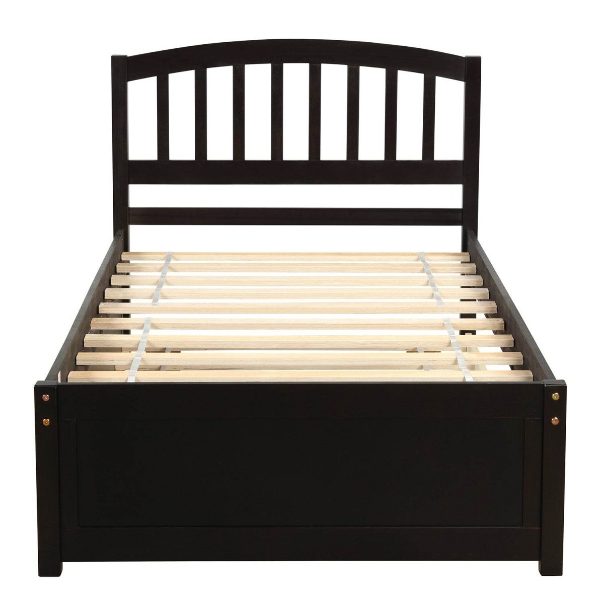 Twin Solid Wood Platform Bed With Trundle Espresso - Zenvia - Omega Lifestyles
