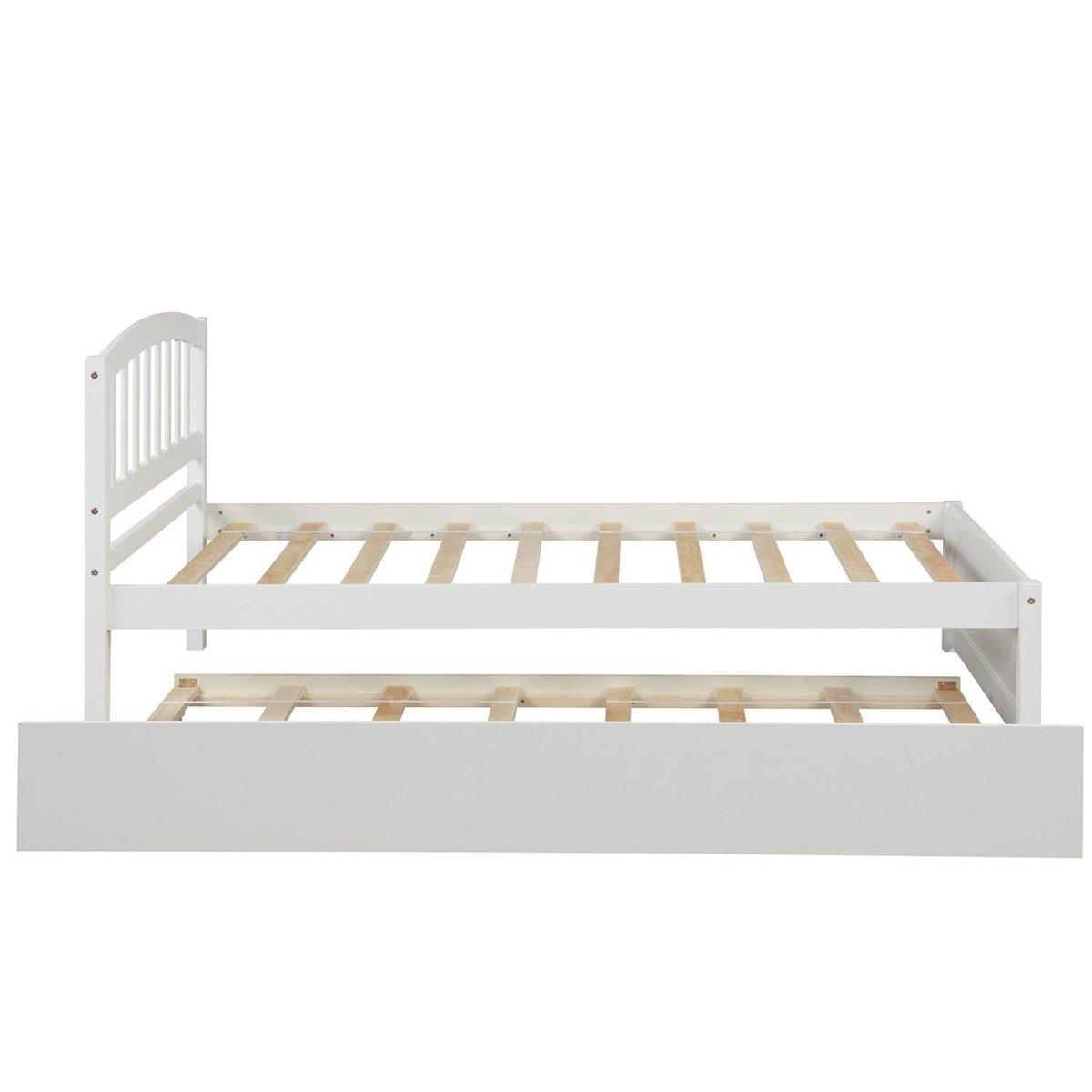 Twin White Solid Wood Platform Bed Frame With Trundle - Zenvia - Omega Lifestyles