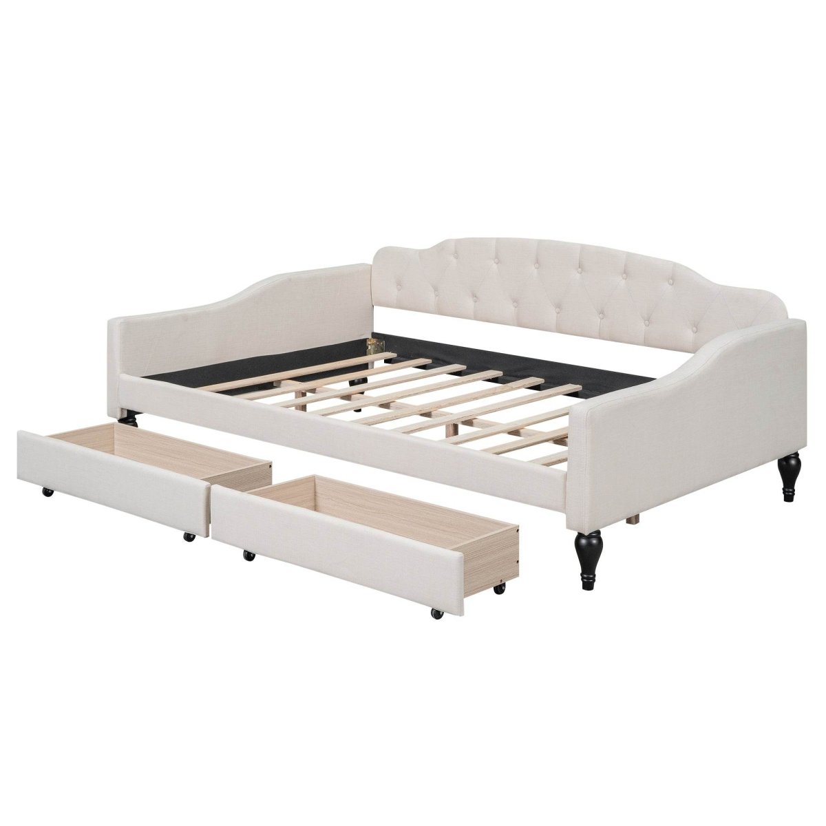 Upholstered Tufted Daybed With Drawers - Sleep Galleria