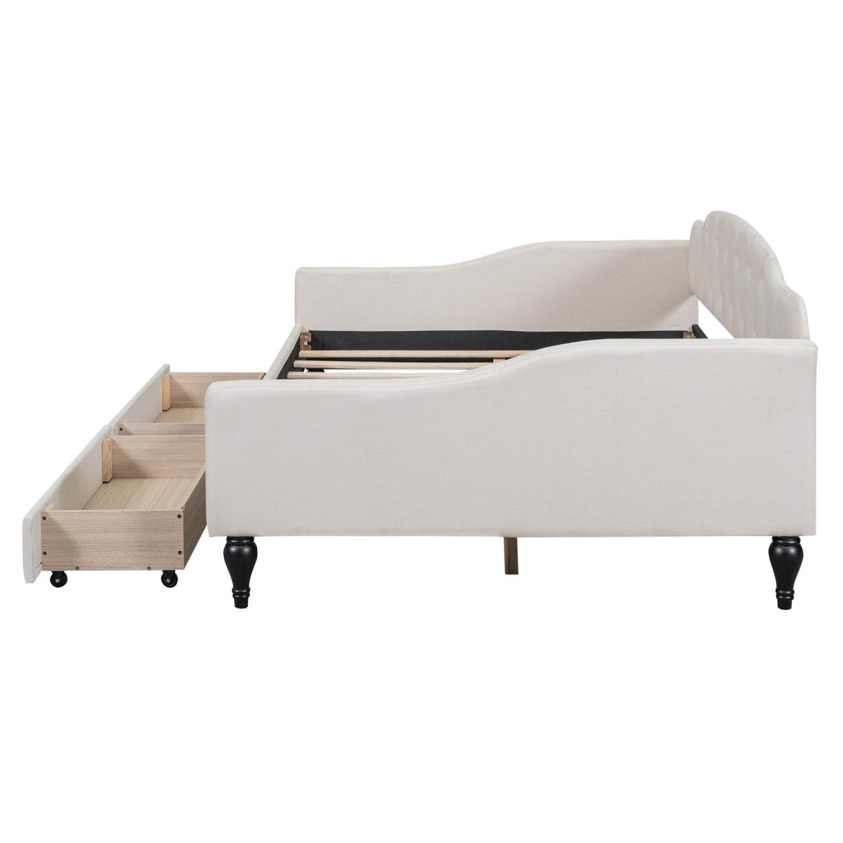Upholstered Tufted Daybed With Drawers - Sleep Galleria