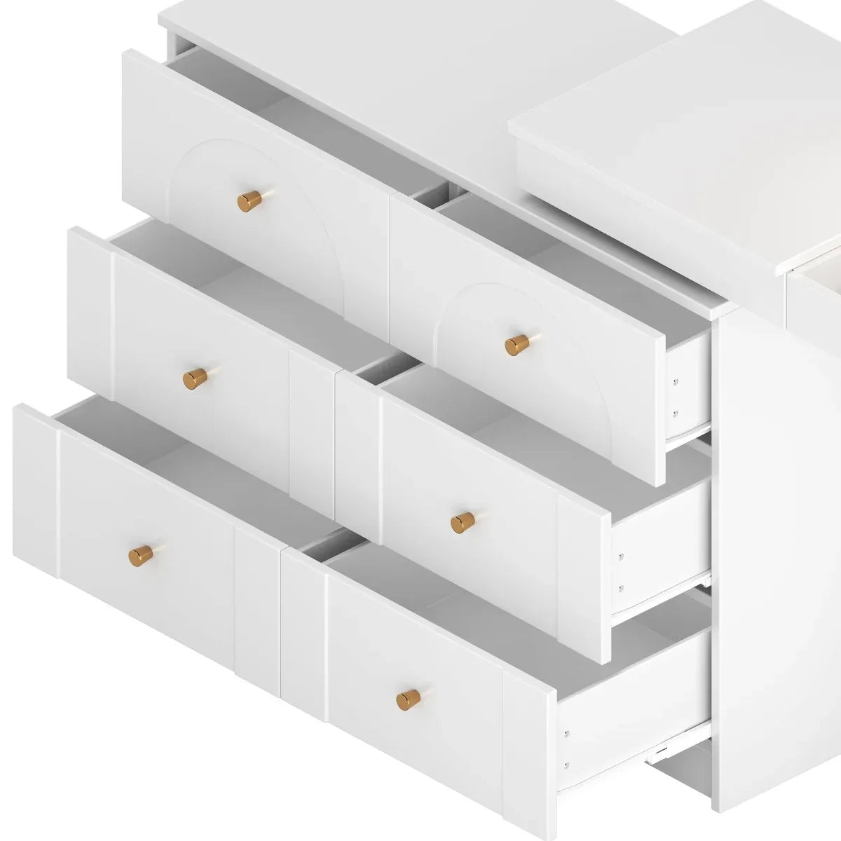 White Makeup Vanity Desk With Mirror Lights And Storage - Omega Lifestyles