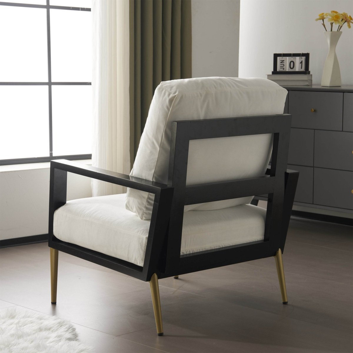 White Velvet Upholstered Accent Armchair - Sleep Galleria