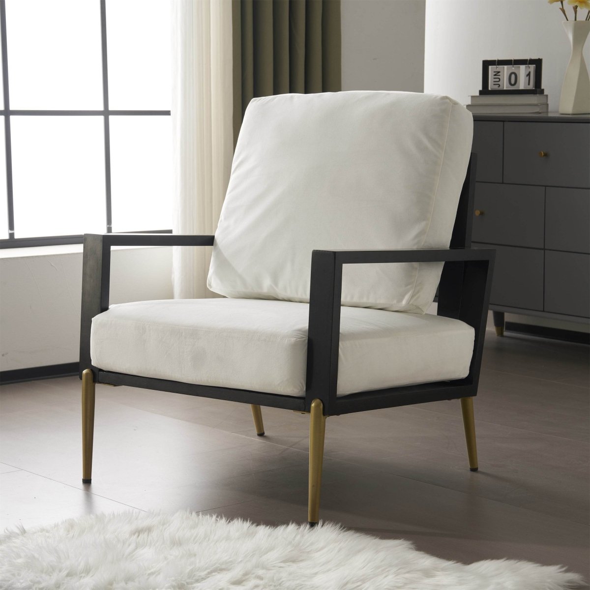 White Velvet Upholstered Accent Armchair - Sleep Galleria