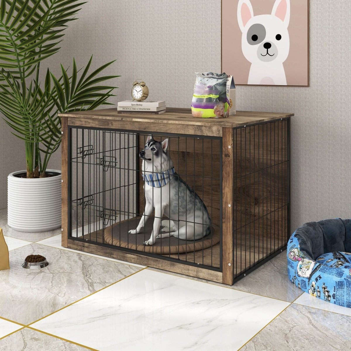 Wooden Dog Crate Furniture With Double Doors - Sleep Galleria