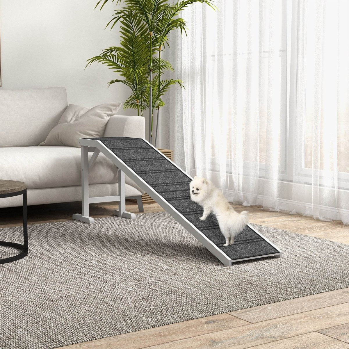 Wooden Pet Ramp With Non-Slip Carpeted Top Platform - Sleep Galleria
