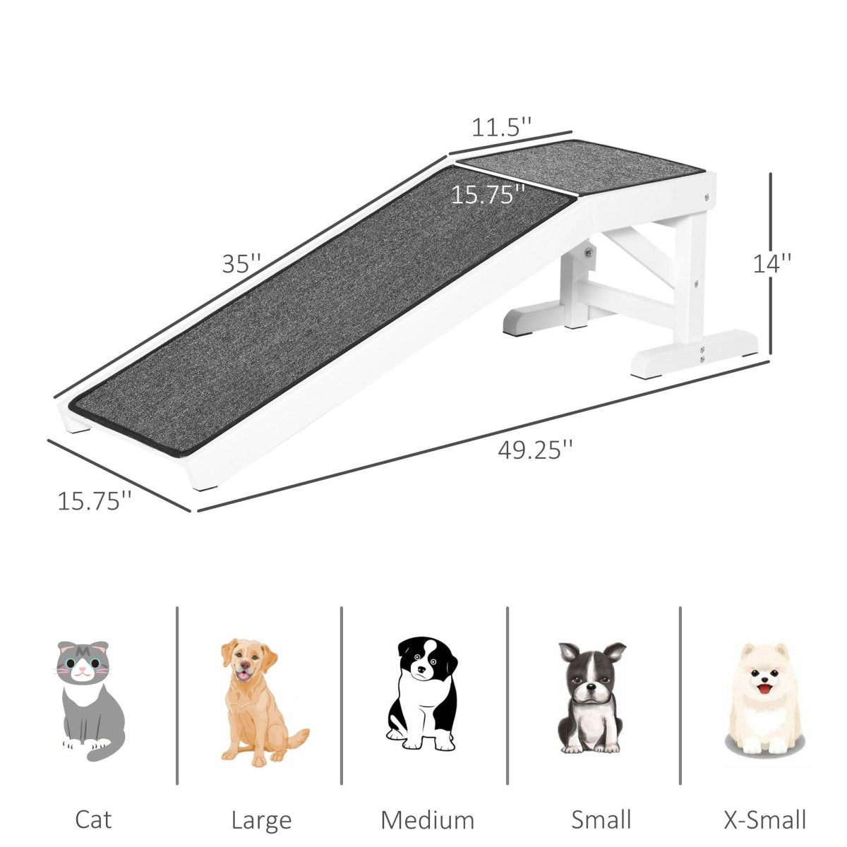 Wooden Pet Ramp With Non-Slip Carpeted Top Platform - Sleep Galleria