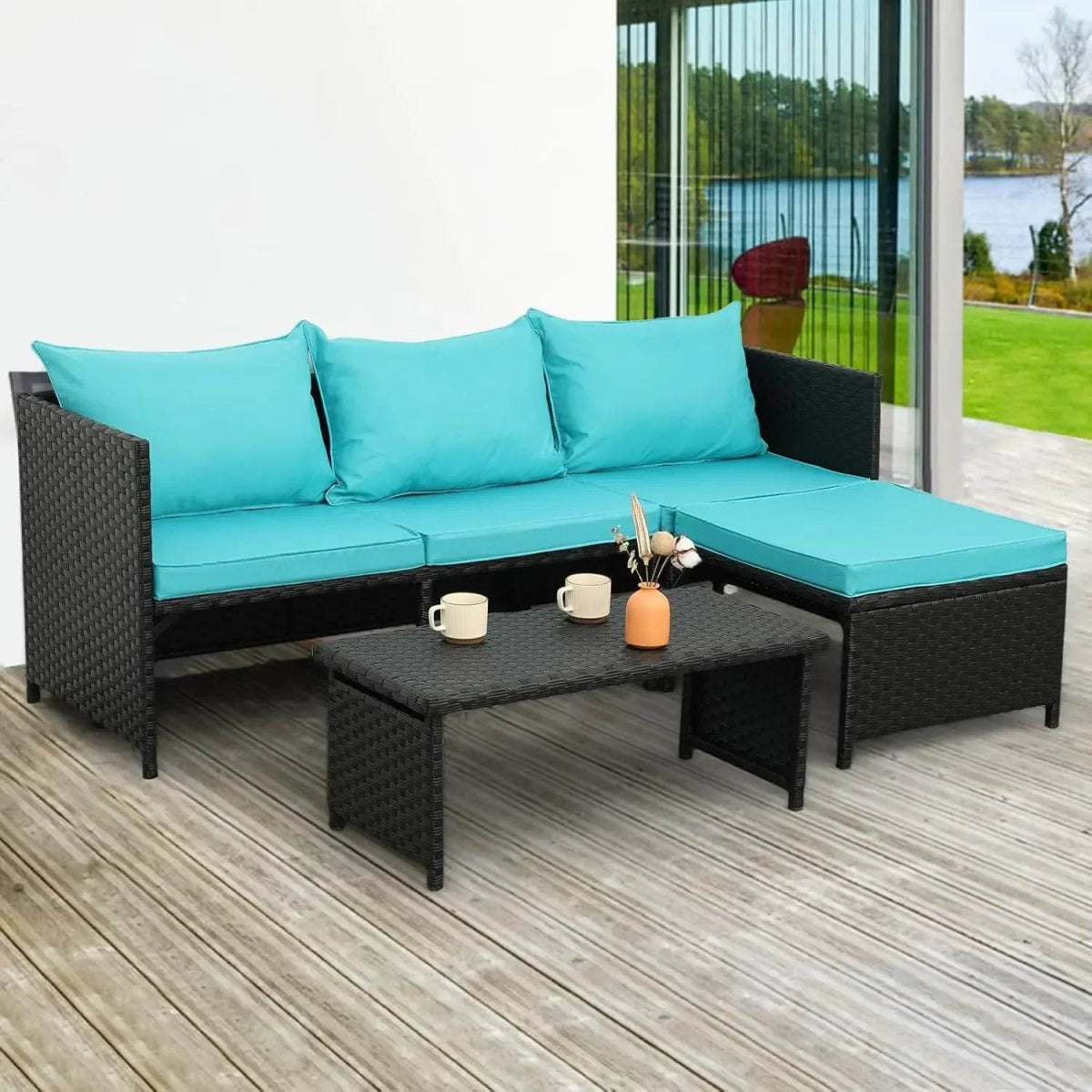 3-Piece Modern Outdoor PE Rattan Furniture Set - Omega Lifestyles