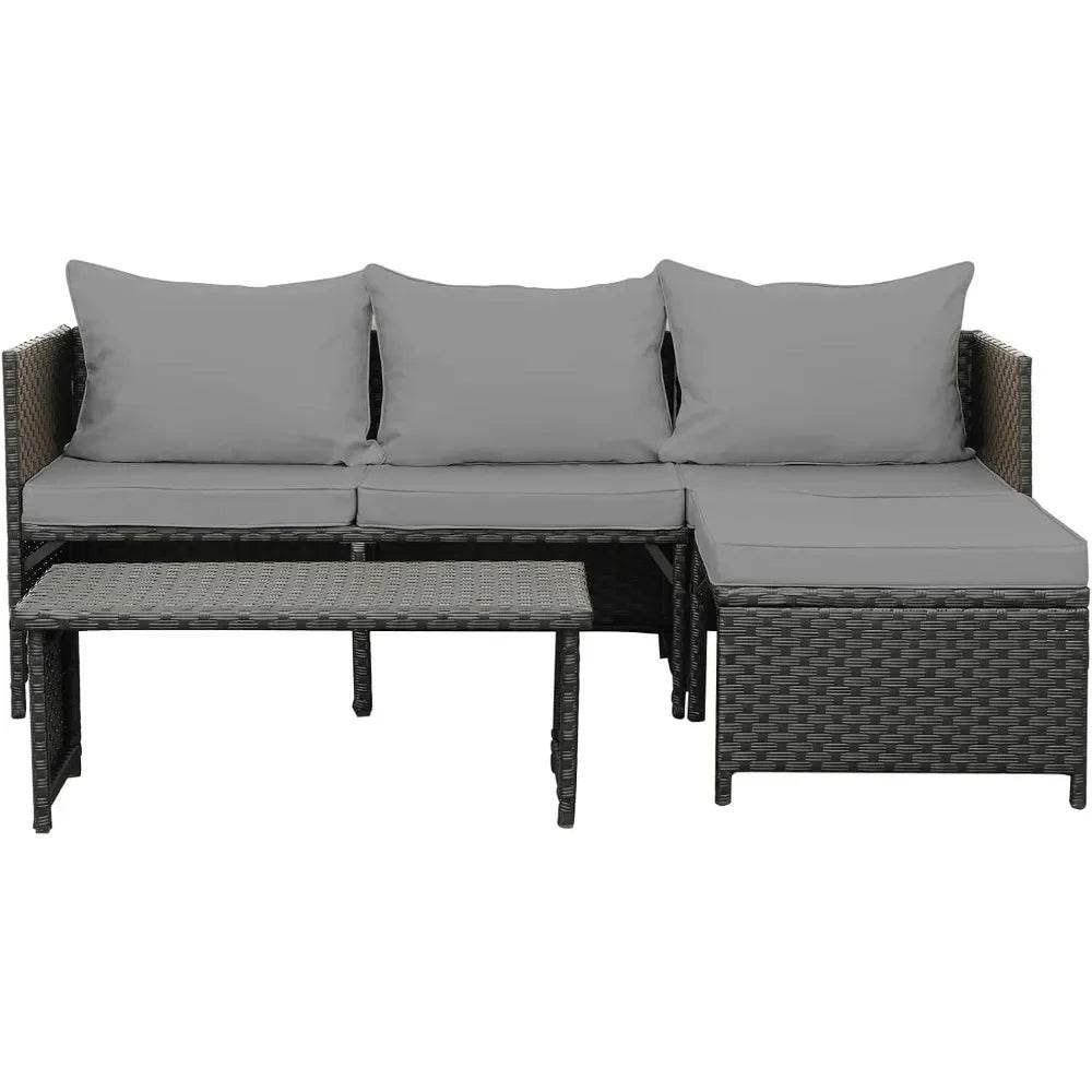 3-Piece Modern Outdoor PE Rattan Furniture Set - Omega Lifestyles