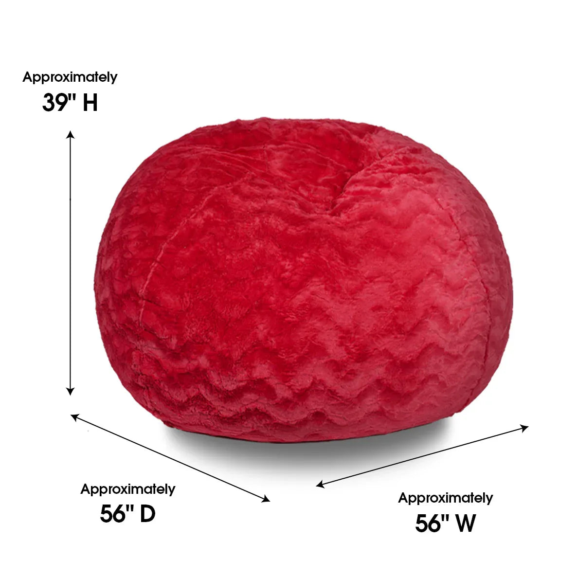 Red Faux Fur Memory Foam Bean Bag Chair - Omega Lifestyles