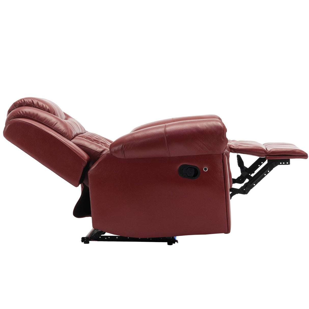 Wine Red Faux Leather Manual Recliner Chair With LED Strip - Omega Lifestyles