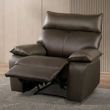 Contemporary Brown Leather Match Manual Recliner Chair - Omega Lifestyles