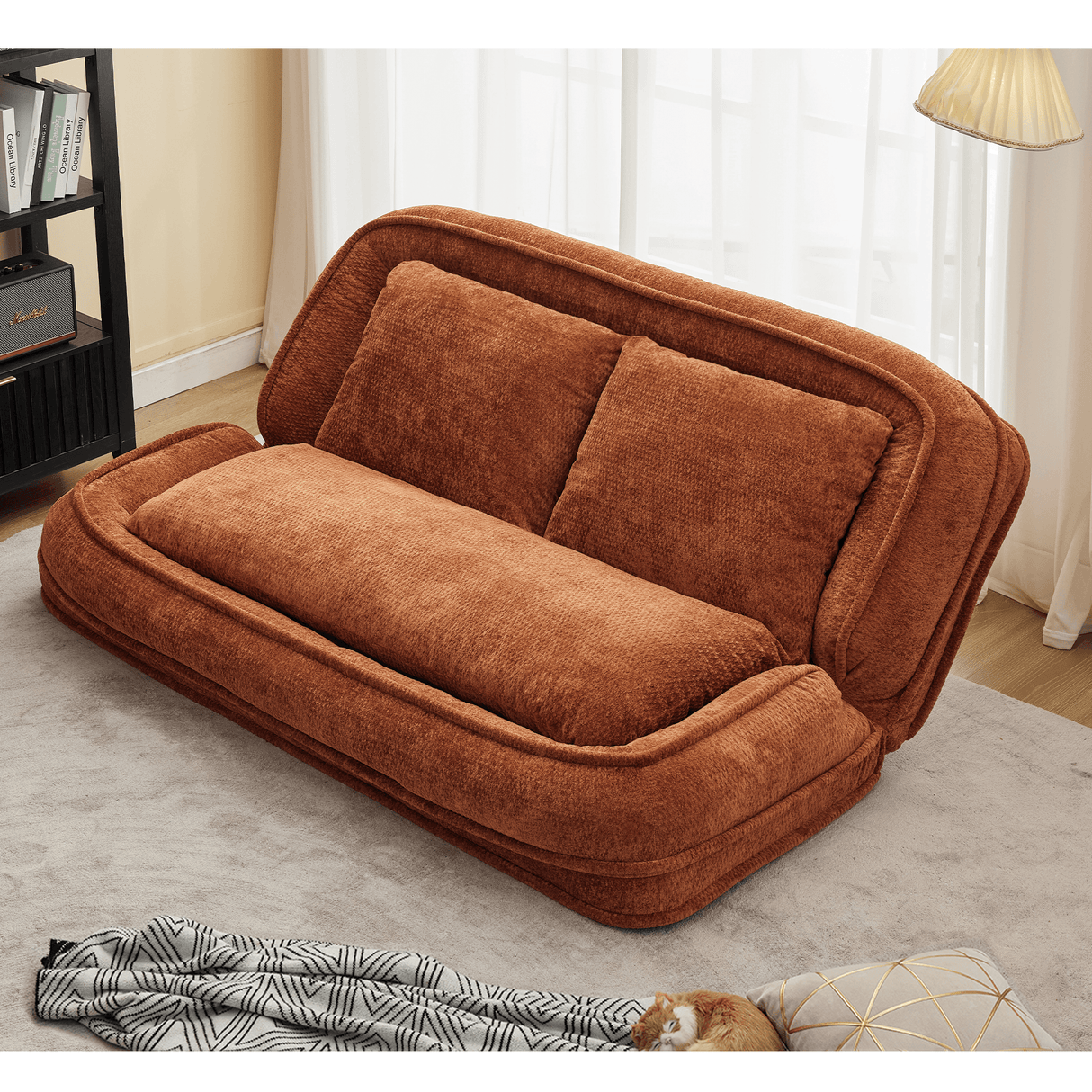 Convertible Adjustable Position Chenille Lazy Loveseat Sofa - Sleep Galleria