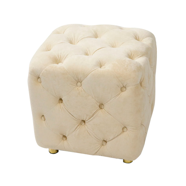 Beige Velvet Storage Ottoman With Concealed Compartment - Omega Lifestyles