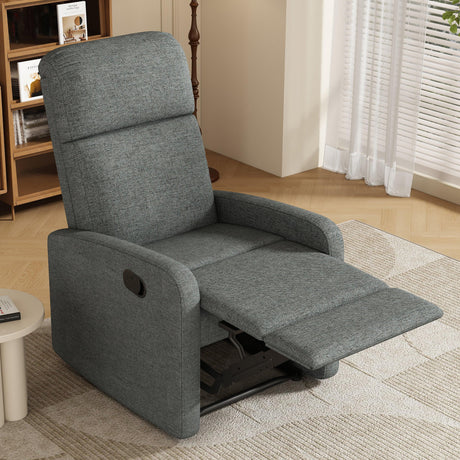 Manual Adjustable Recliner Chair Charcoal Polyester Upholstery - Omega Lifestyles