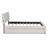 Queen Teddy Fleece Upholstered Platform Bed With Trundle - Omega Lifestyles