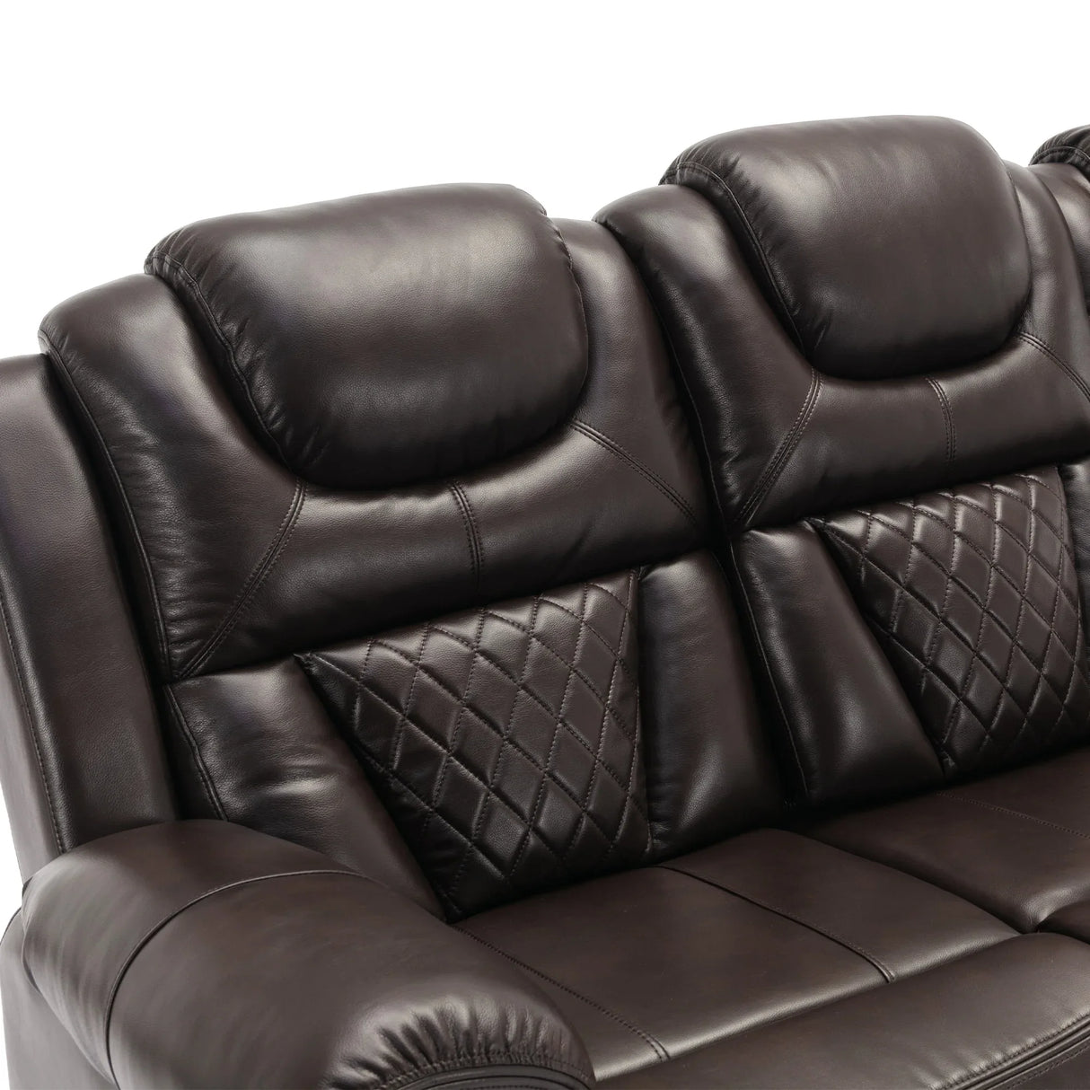 Brown Faux Leather Manual Recliner Chair With LED Light - Omega Lifestyles
