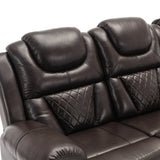 Brown Faux Leather Manual Recliner Chair With LED Light - Omega Lifestyles