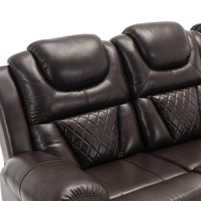 Brown Faux Leather Manual Recliner Chair With LED Light - Omega Lifestyles
