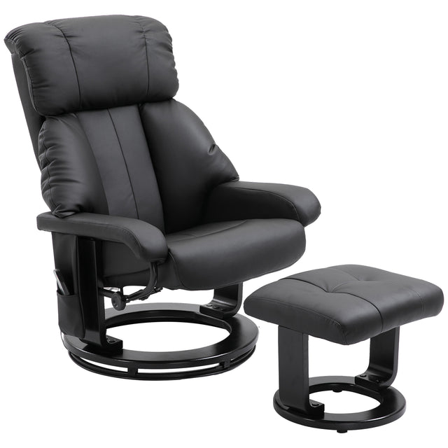 PU Leather Vibration Massage Recliner Chair With Ottoman