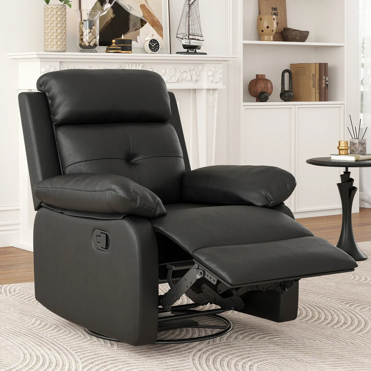 Small Space Swivel Rocker Recliner Chair With Metal Frame - Omega Lifestyles