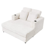 Oversized Soft Corduroy Lounge Chair With USB Ports - Omega Lifestyles